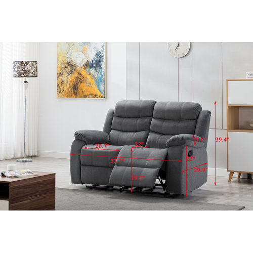 Ebern Designs Angelysse 53'' Upholstered Reclining Loveseat & Reviews